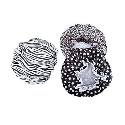 极速Shower Cap  3 nPacks Waterproof Reusable Bath Caps for W
