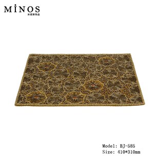 欧式样板房餐厅西餐装饰奢华串珠餐垫纯手K工长方形防滑珍珠西餐