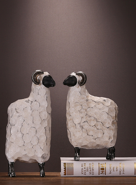 北欧简约现代客厅书房样s板房创意树脂小绵羊家居装饰品摆件礼物