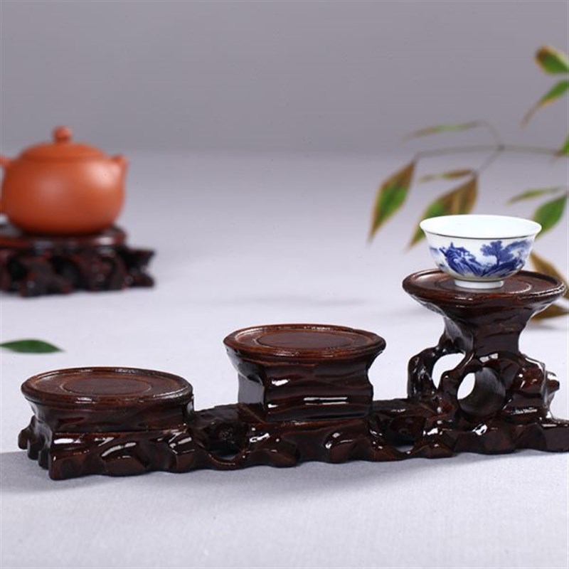 昊林轩 木艺根雕 三步高低圆型花瓶底座 座子X 根雕 木雕