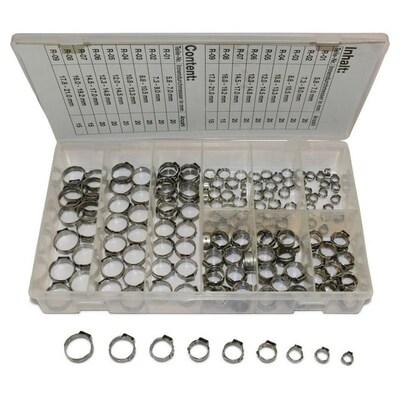 170pacs 1 Ear Clamps Hose Clamp 5.8-21mm Assortment w/ Hose