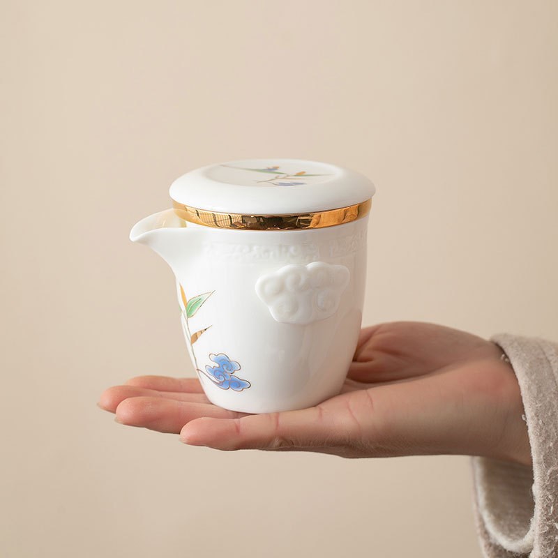 德化羊脂玉白瓷旅k行茶具套装随身携带快客杯一壶三杯随身户外露