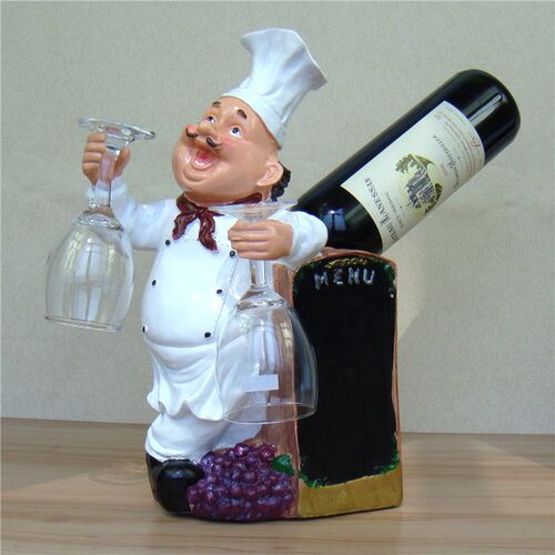 Cute Chef Wine Holdeqr Decorative Resin Cook Statue Goblet H