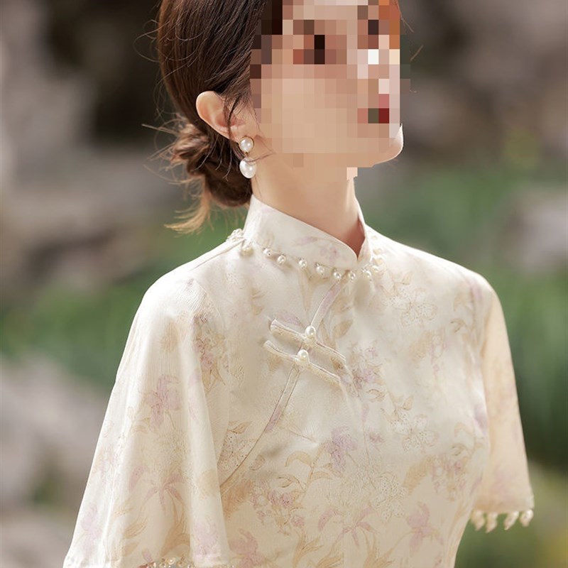 旗袍民国b风大小姐改良版少女高级感年轻长款气质素雅新中式连衣