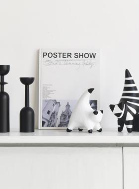 级感抽象术小高猫酒现代样板间柜书房GQB家居装饰艺品摆件创意摆