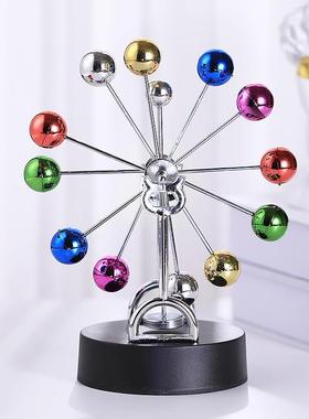 摩天摆永动机仪彩色摩天创意科技件牛顿摆办公室桌轮面厅家居装饰