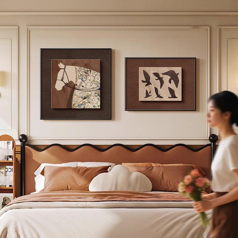 马到成功中墙古风卧室床头装JA-858饰画古艺术感面上挂画复高级主