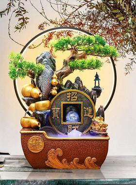 财招开业乔迁礼假物山流水喷泉摆件客轮厅前台店面葫芦风水循H600