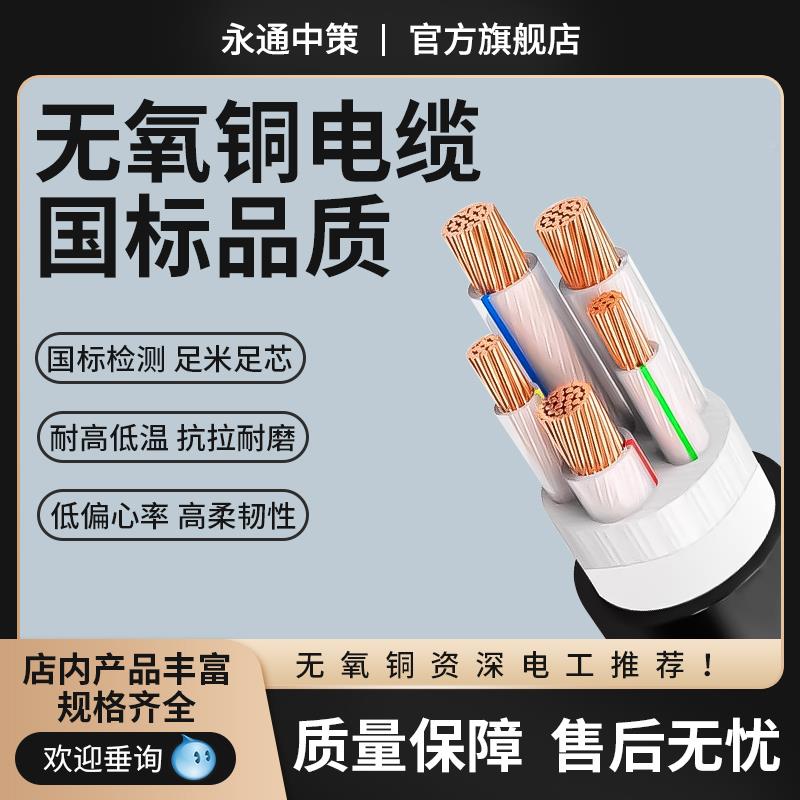YV国电标铜芯缆线2/3/5芯4 6 10桩平方户外TVVB家用充J电护套电源
