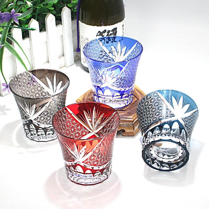 江户切日式手工洋晶酒杯水玻璃威士H0611忌酒杯家子用瑕玻璃酒杯