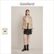 风衣外套 卡其色双排扣短款 Goodland美地女装 春季