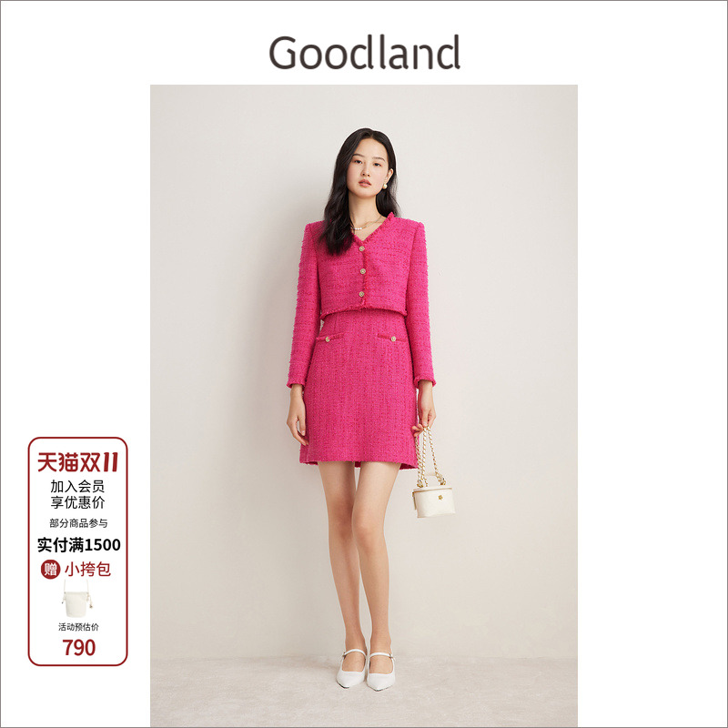 goodland小香风粗花呢连衣裙