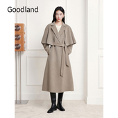 Goodland美地100绵羊毛斗篷大衣外套女2025冬季 新款 LC35580250