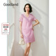 含衬裙 Goodland美地女装 粉色短袖 镂空针织连衣裙 2025夏季 新款