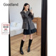 Goodland美地灰色法式 钉珠小香风羊毛大衣外套女中款 LC34510110