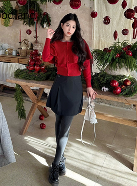 Goodland美地女装羊毛法式斗篷开衫假两件针织衫上衣LC35506600