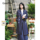 仿牛仔双排扣风衣外套中长款 新款 2025春季 Goodland美地女装