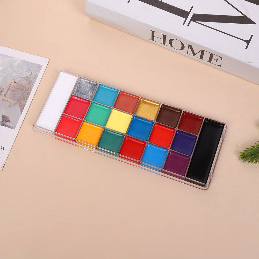 新款20色油性脸彩盘人体油彩彩绘舞台妆脸部彩绘万圣节跨境彩妆盘