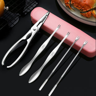 304不锈钢吃螃蟹工具蟹钳蟹针蟹八件大闸蟹套装吃蟹工具三件套