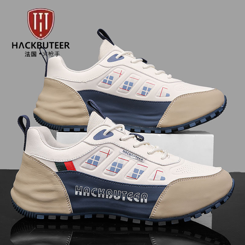 火枪手男鞋2025冬季新款跑步鞋皮面跑鞋休闲旅游鞋正品男士运动鞋
