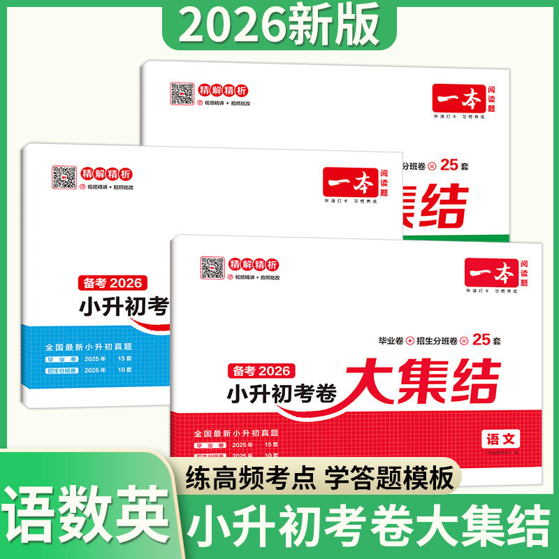 2026版一本小升初考卷大集结小学六年级毕业升学小升初总复习语文数学英语毕业卷招生分班卷25套考试模拟试卷历年真题试卷大集结