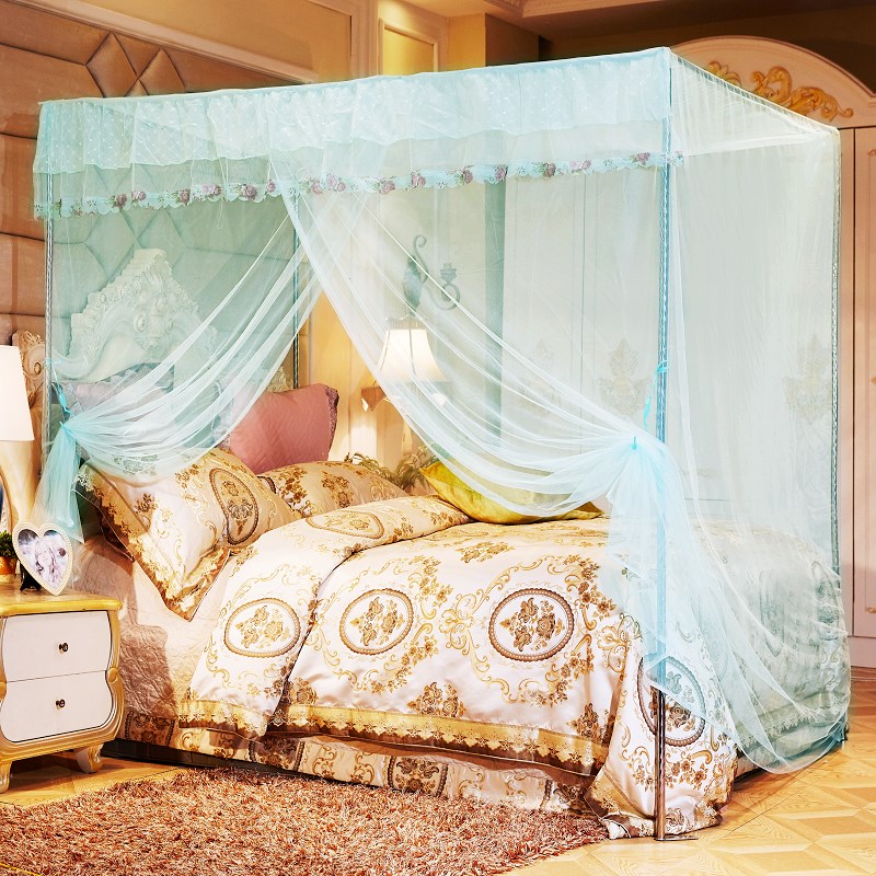 蚊帐家用公主风单门加密帐纱1.2米1.5Em1.8m2米床双人宫廷式单纹