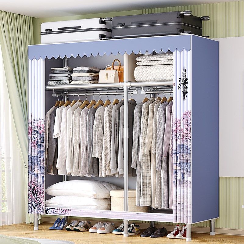 布衣柜家用卧室2025新款v简易衣柜出租房用结实耐用衣橱组装收纳