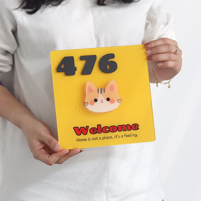 亚克力门牌号码牌定制可爱旋转图案装饰创意家用店铺数字门口房号