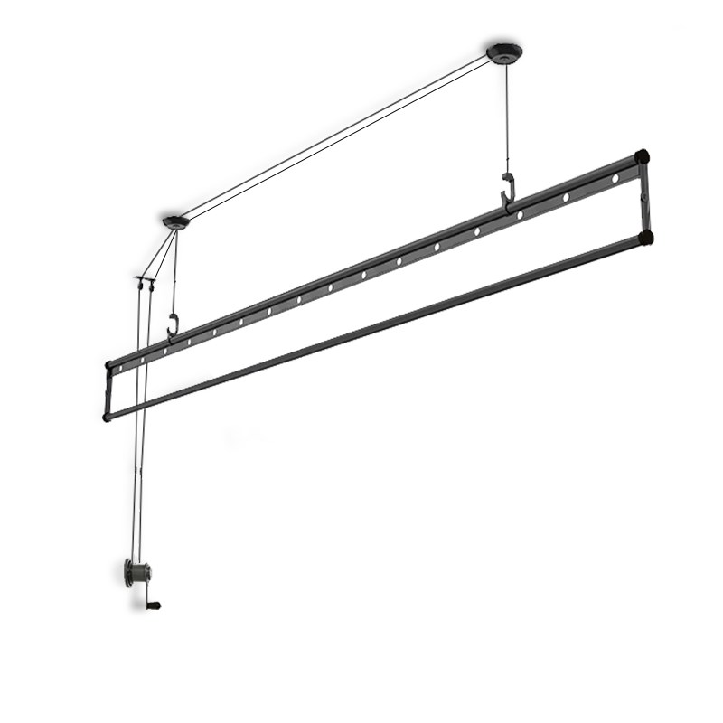 单杆手摇升降晾衣架阳台家用小户型专用侧装凉衣架小尺寸晾衣杆