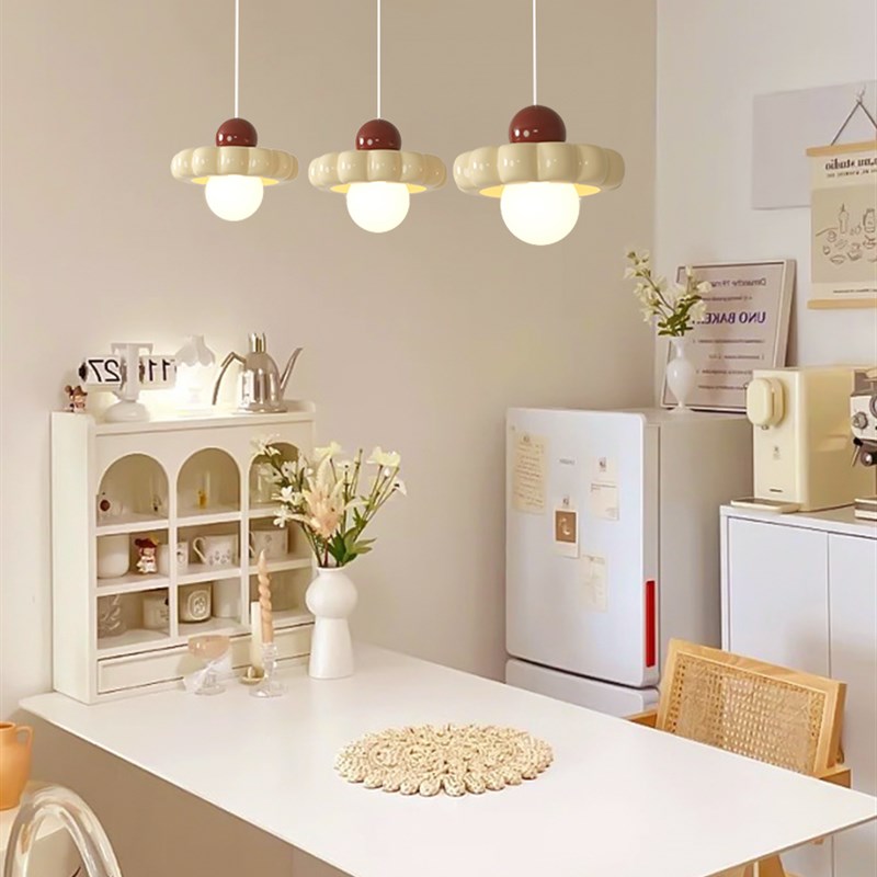 法式奶油风餐厅吊灯三头吧台餐桌岛台灯网红O温馨浪漫书房卧室吊