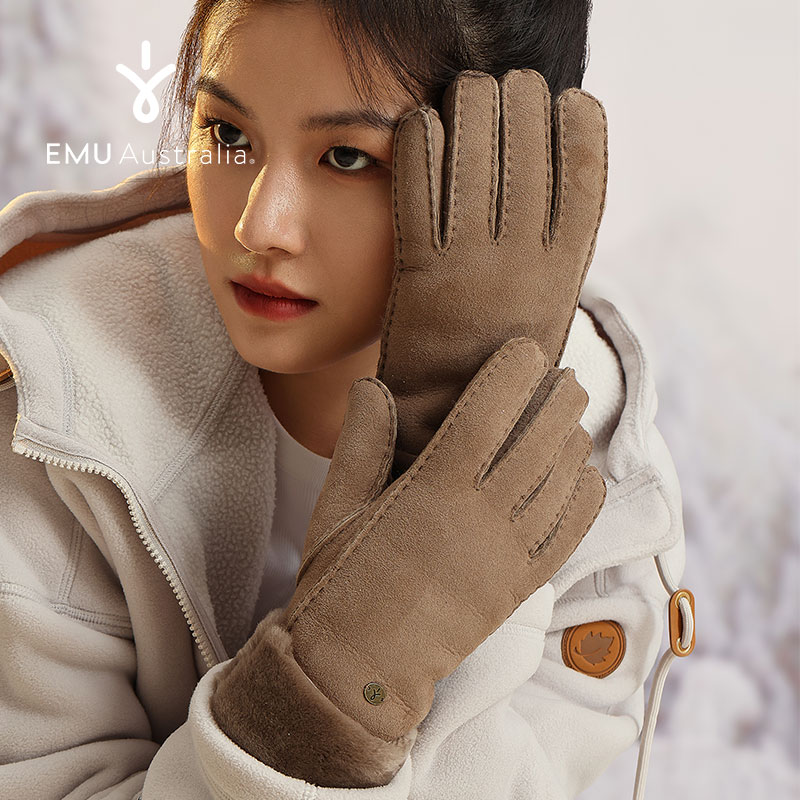 EMU Australia冬季手套女款羊皮毛一体保暖舒适柔软
