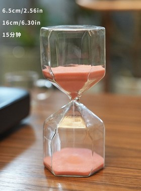 创意时间玻璃沙漏15o分钟六角钻石沙漏计时器生日礼物计时沙漏摆