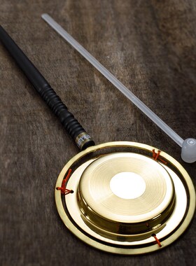 台湾纯铜铛子直柄铛子引磬铜磬助J念用品档子当子送布袋