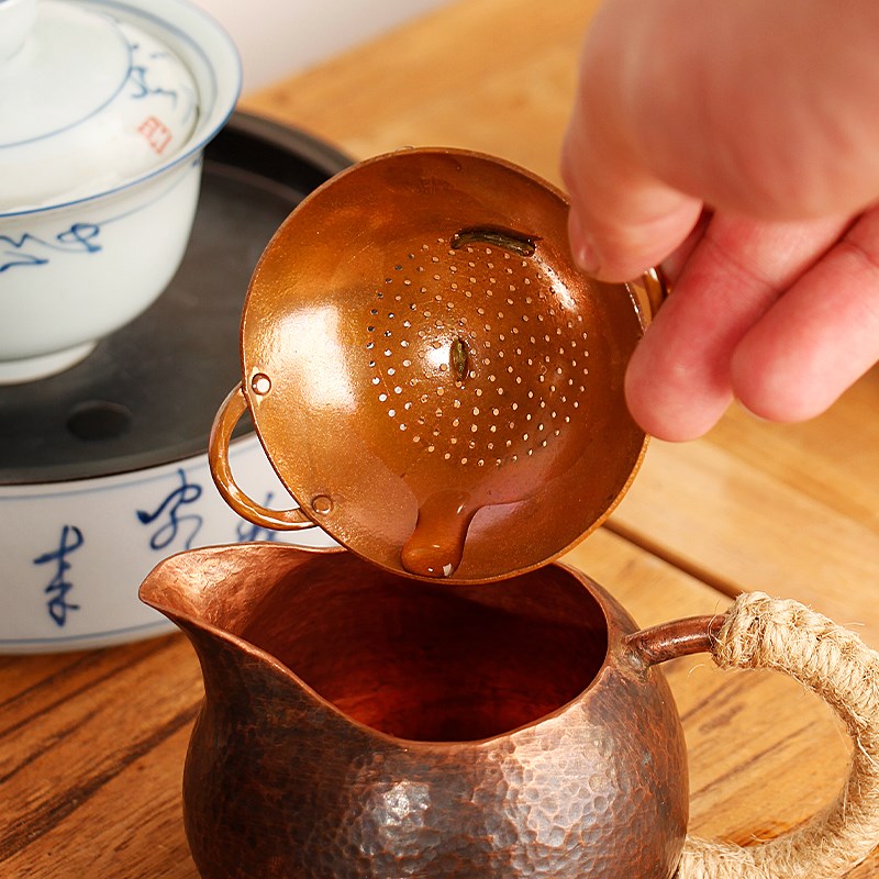 茶空间高端茶滤复古茶漏纯铜纯锡茶E道具茶器功夫茶具过滤茶渣茶