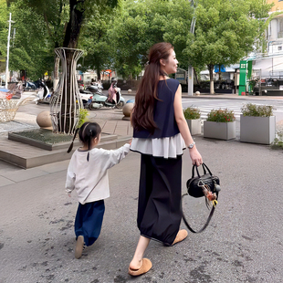 小个子夏日减龄穿搭一整套女2025新款 今年流行假两件上衣裤 子套装