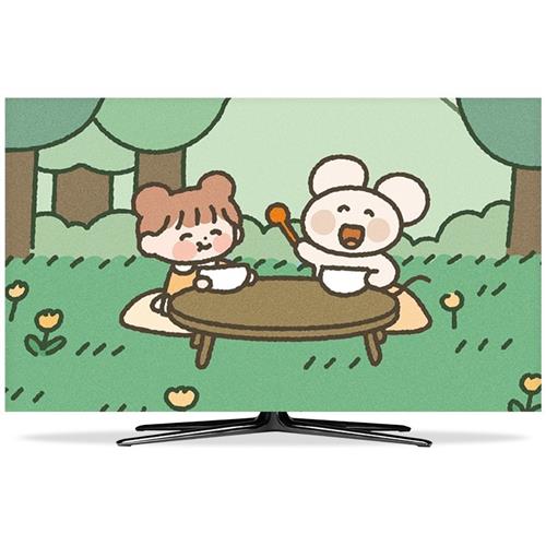 韩式卡通电视机防尘罩65寸55盖布新款75英寸罩布电视布挂式防尘布