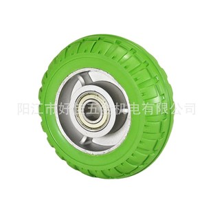 源頭工廠直供產品5X2靜音雙軸承鋁合金輪芯包高彈力綠色橡膠腳輪