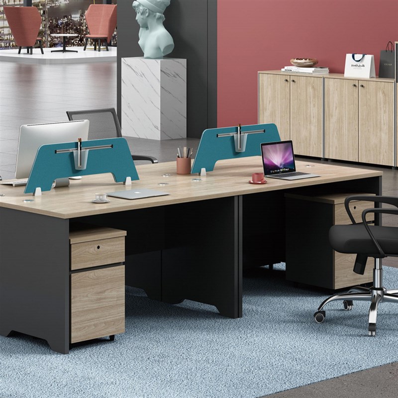 简约现代职员办公桌 4人6人双人位桌子隔断挡板实木员工办公桌