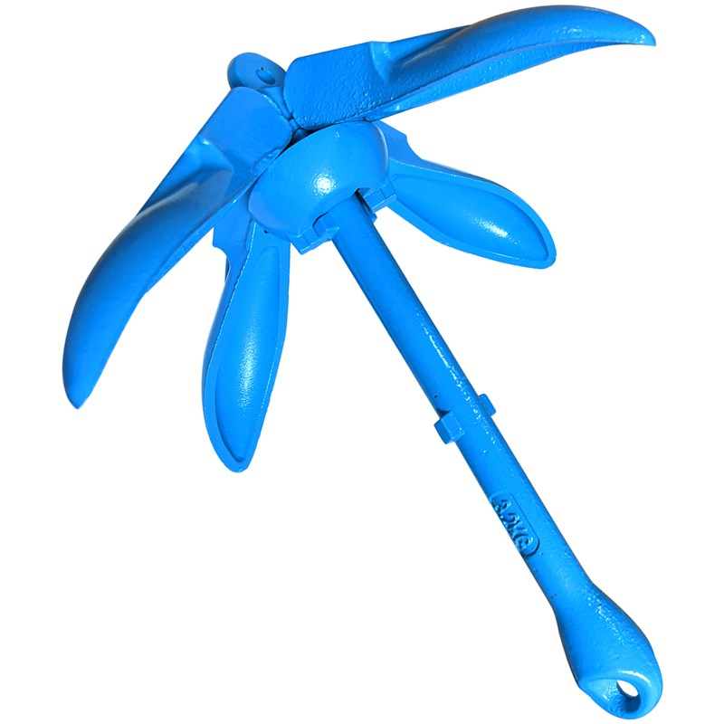 蓝色折叠锚 3.2kg碳钢喷塑伞型折叠锚 船用游艇橡皮艇用配件