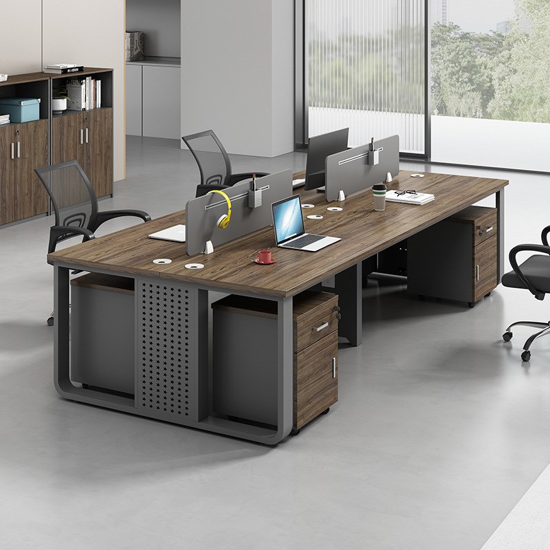 办公室职员桌屏风工位卡座钢架带柜简约46人财务员工办公桌椅组合