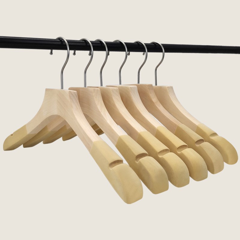 植绒实木衣撑加厚成人木质无痕防滑衣服挂儿童裤架女装服装店衣架
