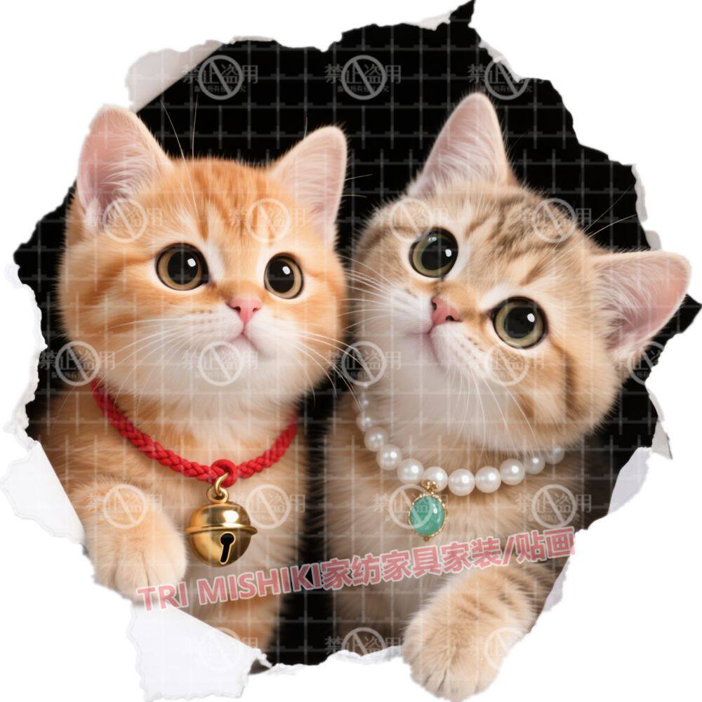 超萌橘猫防水墙贴遮丑补洞