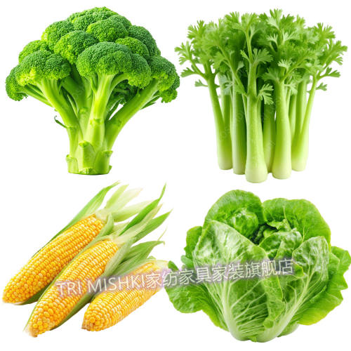 绿叶蔬菜贴纸高清厨房贴画瓷砖裂缝遮丑防油白菜玉米自粘冰箱贴花