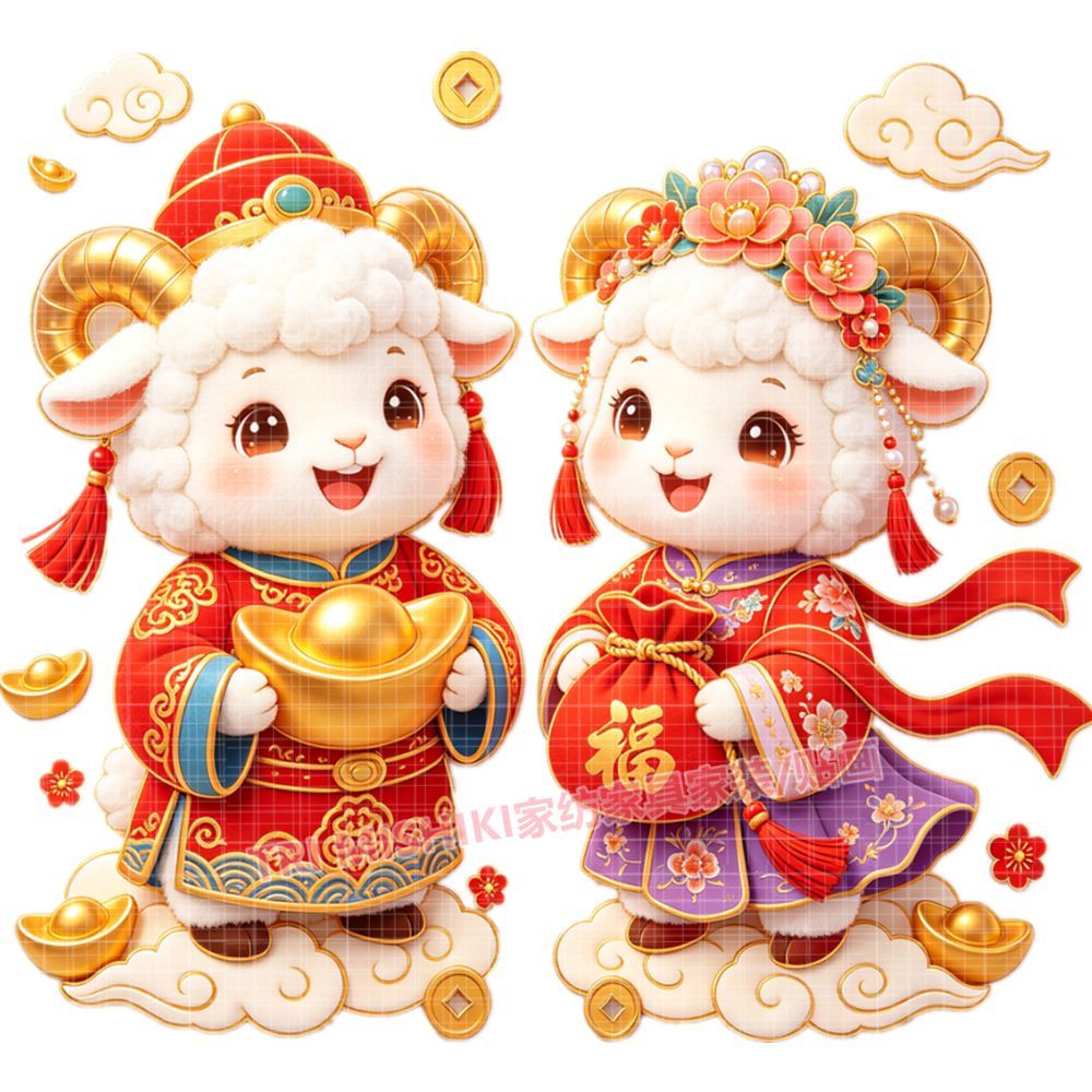 吉祥如意小羊贴纸新年喜庆装饰门
