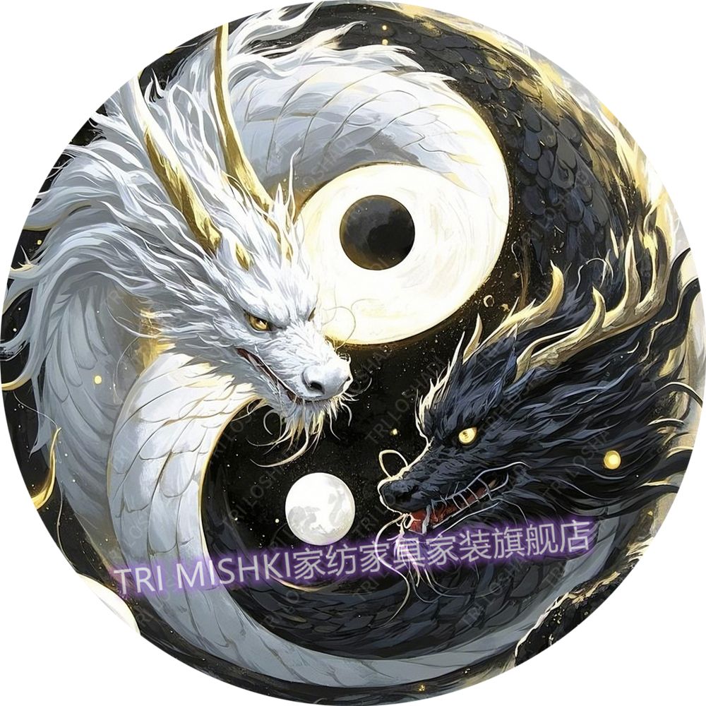 双龙戏珠神龙贴纸壁画客厅玄关墙上装饰画防水自粘守护平安门贴图片