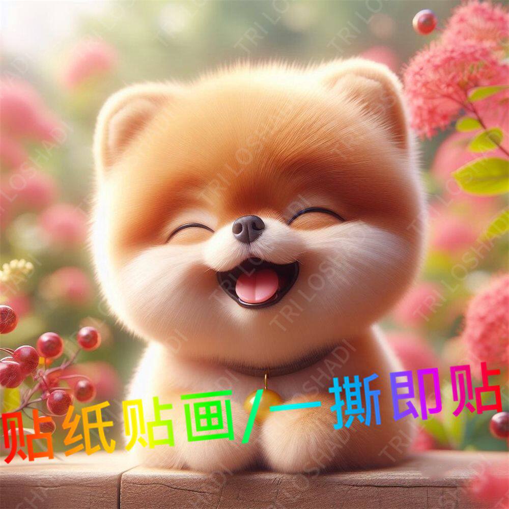 开心狗狗网红贴画室内墙上画自粘补洞爆款门贴冰箱贴治愈可爱小狗