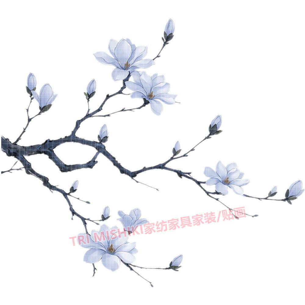 玉兰花艺术墙贴纸客厅玄关装饰贴