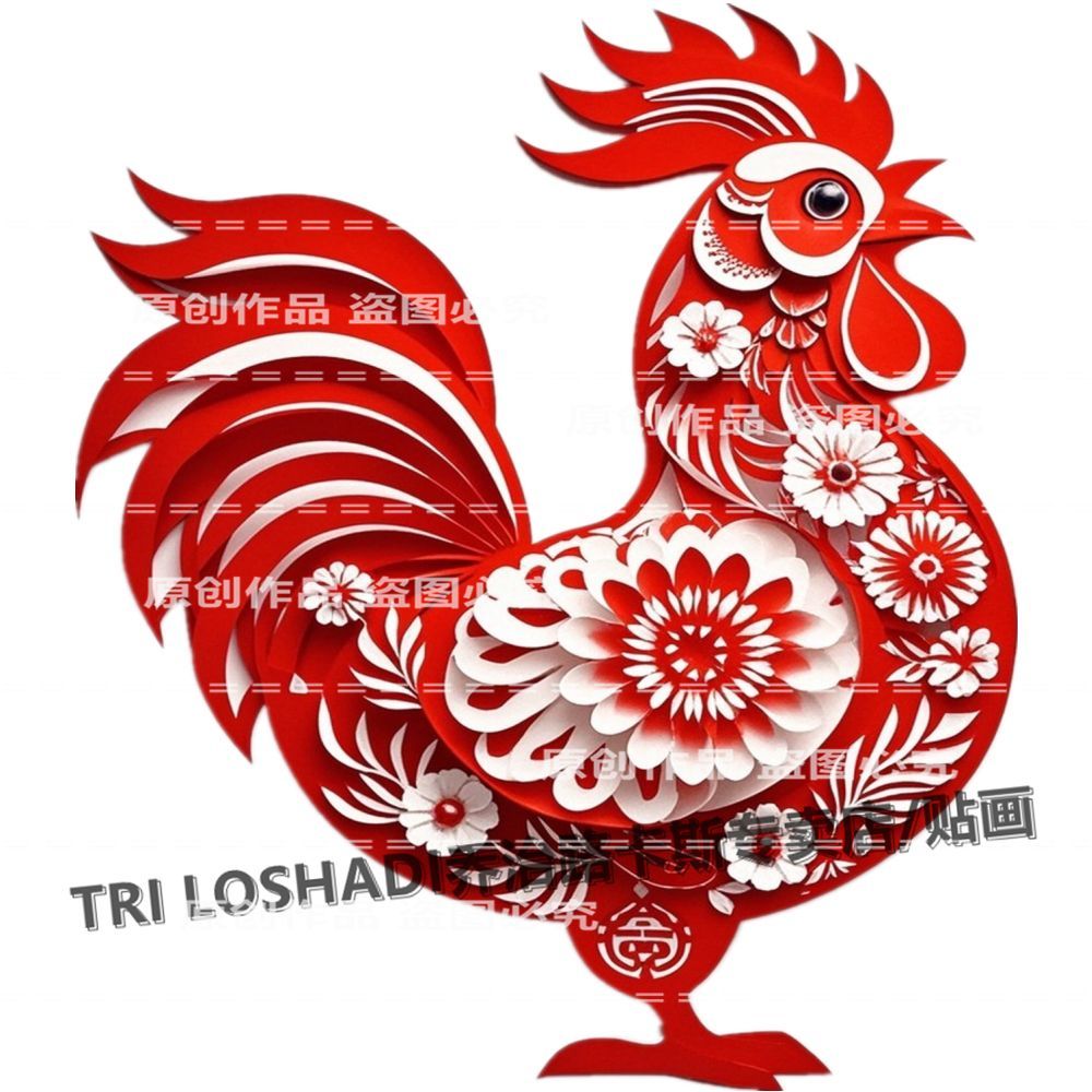 金鸡独立贴纸喜庆吉祥墙上粘贴画公鸡镇宅自粘贴大门窗户防水贴画