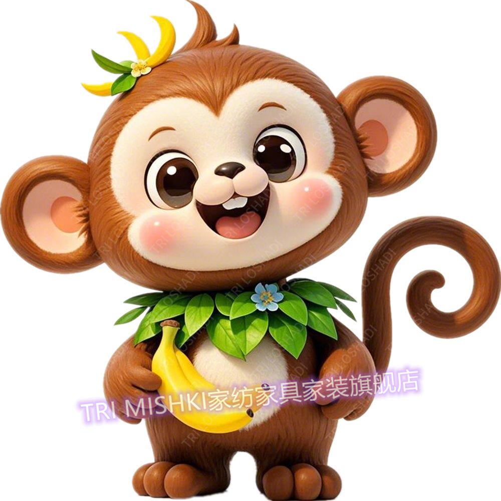 卡通可爱猴子贴纸家用墙上粘贴画遮丑补洞贴防水耐脏自粘门窗贴画