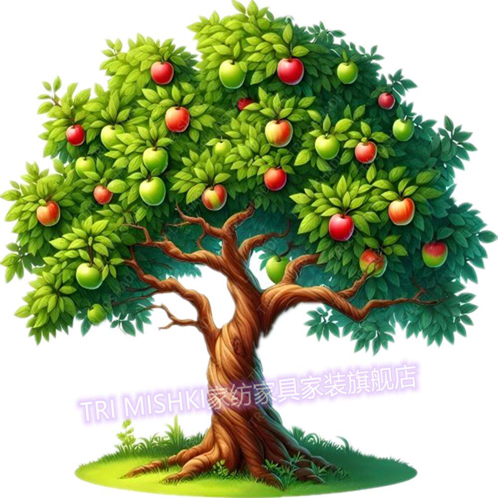 苹果树贴纸大树墙上装饰画网红新款遮丑自粘壁纸硕果累累水果墙贴